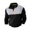 Spring and Autumn Leisure Sports Long Sleeve High Collar Top Color Blocking Half - Zip Waffle Knit Pullover Men’s T-Shirts