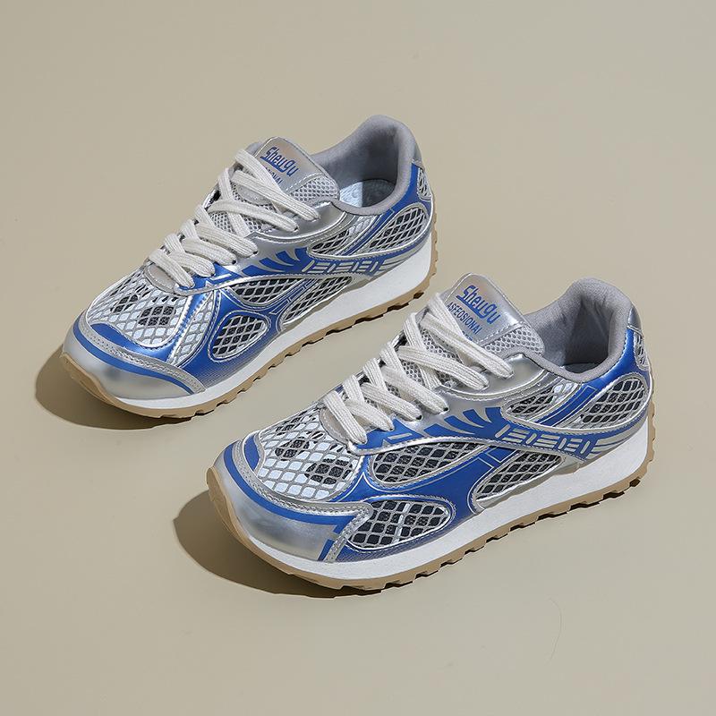 Fashion High Quality Casual Sneakers Women Lace-up Round Toe Running Shoes Woman Comfort Patchwork Flat Walk Shoes Female Sneakers Woman