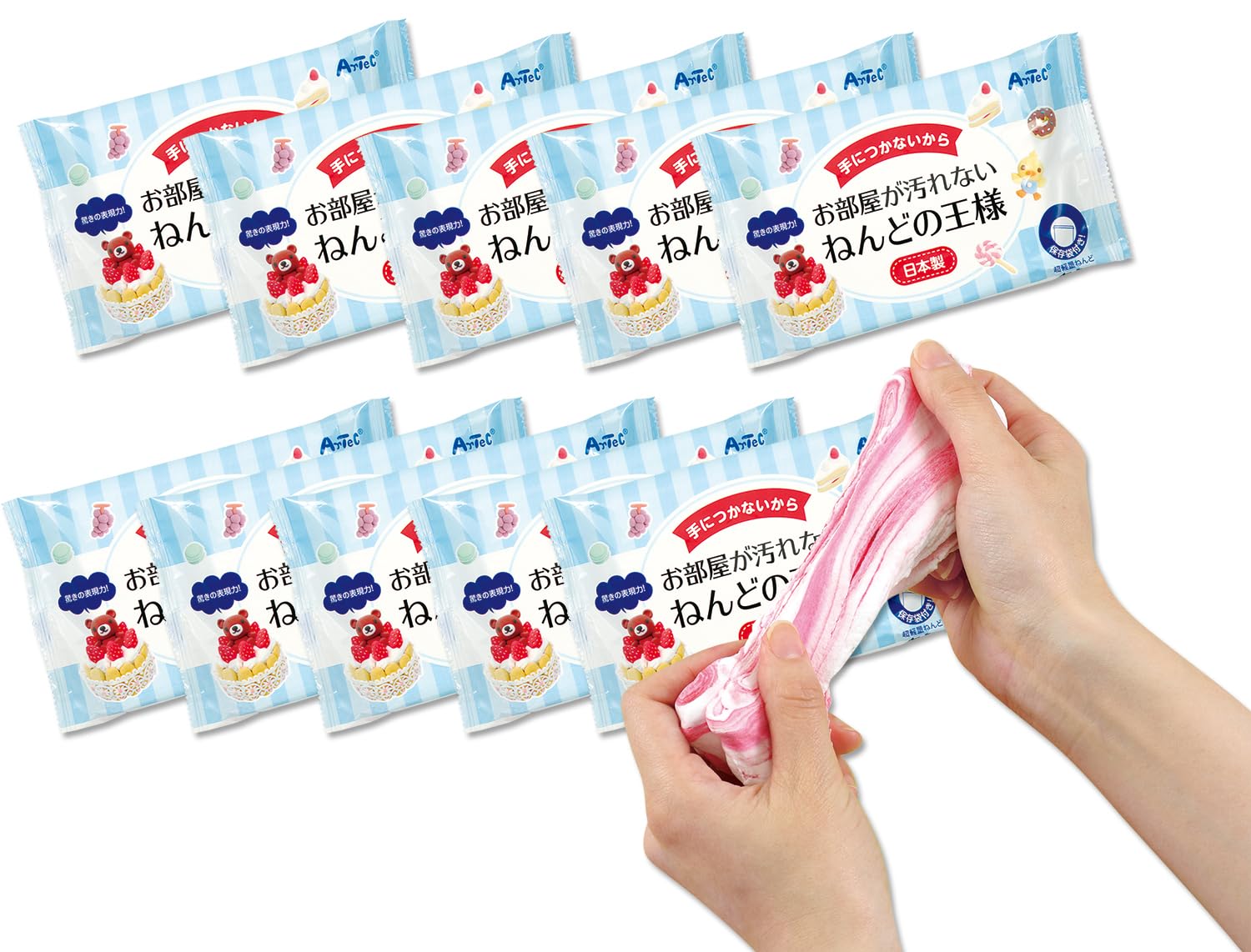 

Artec Clay King, 10-Piece Set (Product Code: 23369), Perfect for Crafts, Summer Vacation, Made in Japan, Antiviral, Lightweight, Stretchy