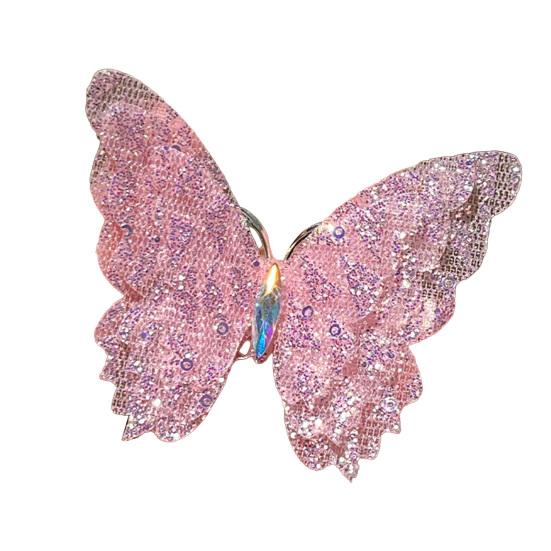 Hair Clip Rhinestones Inlaid Gradient Mesh Yarn 3D Butterfly Decor Side Bang Hair Pin Fairy Girl Hair Accessories
