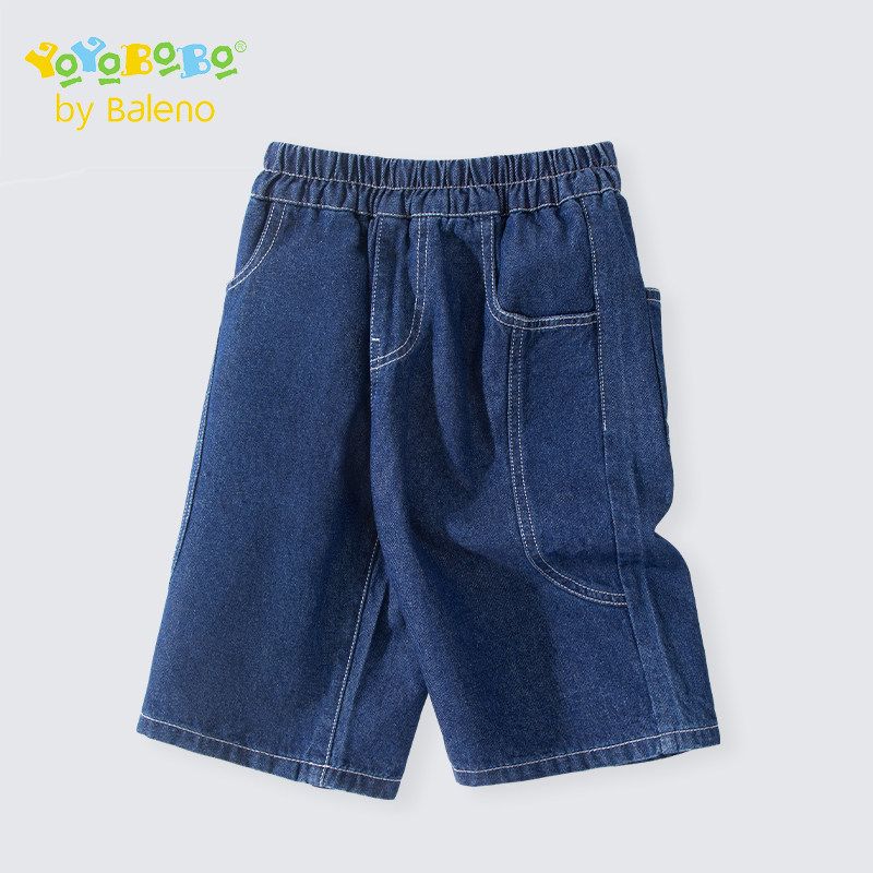 Baleno Kids Ybb Series Boys  Denim Shorts Children s Summer Thin Pants Big Kids Casual Five-Point Shorts Denim Blue/Pure Color 160