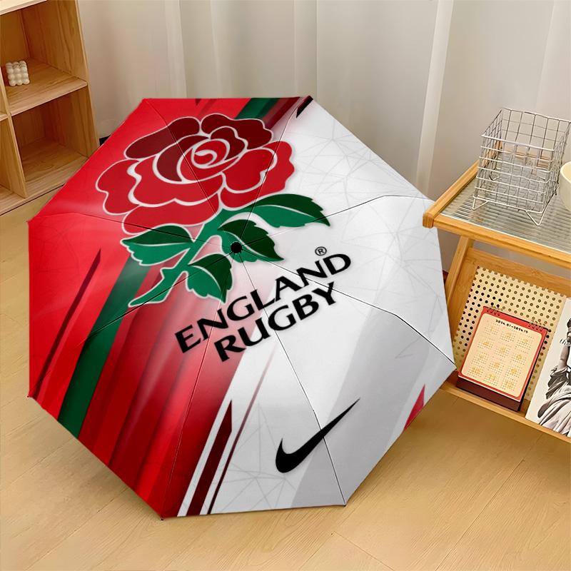 Stampa Rugby Inghilterra Auto 8?Ombrello Pieghevole con Stecche Resistente al Vento Leggero Ombrello Automatico per Viaggi Quotidiani