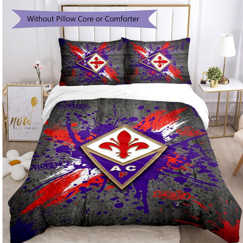Fiorentina FC Printed 3PCS Bedding Set Breathable Duvet Cover with Pillowcases Decorative Bed Linen for Bedroom Home