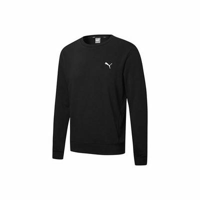 Embroidered Logo Pullover Crewneck Sweatshirt for Men, Black