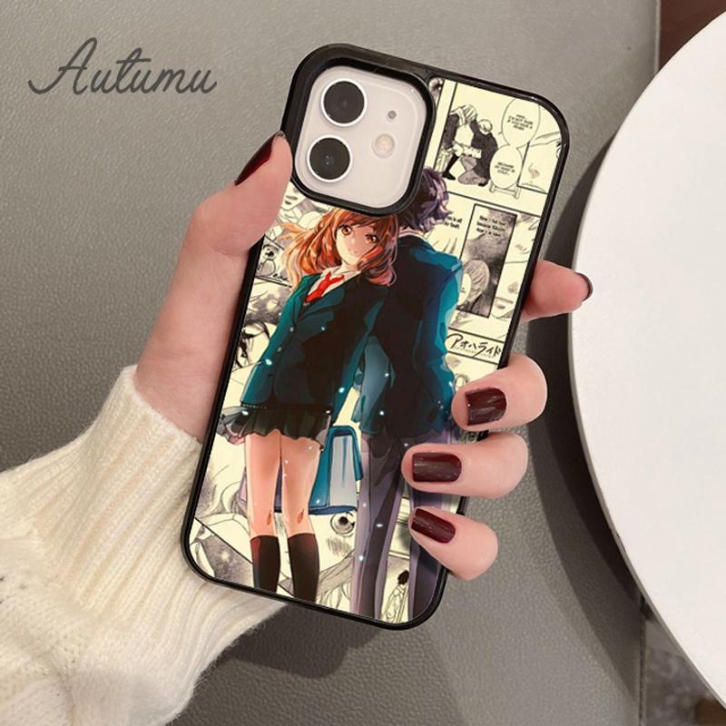 Pouzdro na telefon s motivem anime Ao Haru Ride Kiss pro iPhone 11 12 13 14 Pro Max mini X XR XS SE 2020 6S 7 8 Plus Samsung Galaxy S21 S22