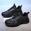 Waterproof Leather Chunky Sneakers for Women, Running Shoes Casual Sports Shoes Black Trainers Autumn Spring