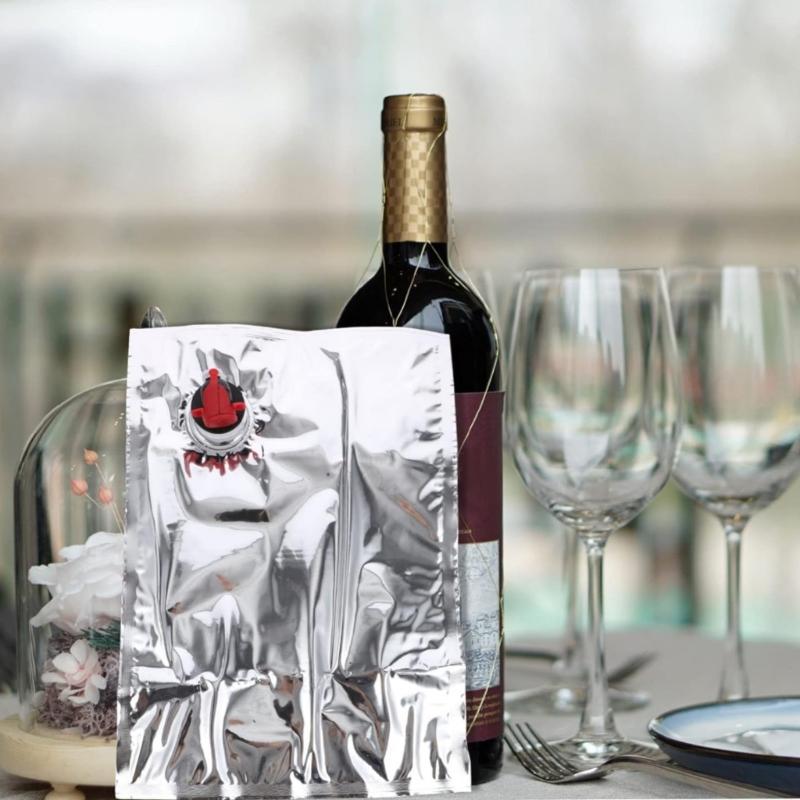 Pack of 10 Leak Proof Wine Bag 3L Capacity Wine Storage Bag Liquid Packaging Bag Suitable for Camping and Event Serving