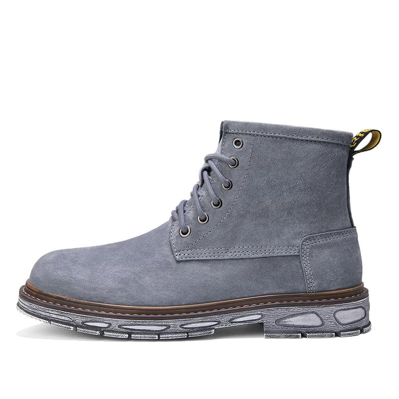 Italská móda Kůže Hovězí semiš Pánské boty Nejnovější Kulatá špička Šněrovací Nástrojové Pánské Platformové Kotníkové boty Outdoorová Luxusní Pánská obuv