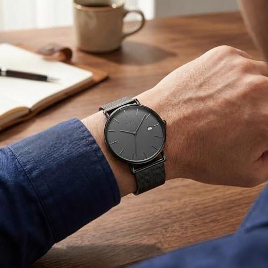 BUREI Mens Watch Simple Waterproof Analog Popular Wristwatch Brand Stylish Milanese Mesh Belt (Dark Gray)