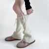 Winter Knitted Leg Warmers Bandage Bow Sweet Girls Solid Color Long Stockings Knitted Foot Cover Knee Socks Women Leg Warmers