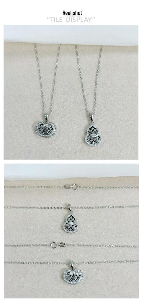 S925 Sterling Silver Fu Lu Hulu Ruyi Pendant Necklace - Chinese Trend Clavicle Chain, Light Luxury Fashion, Versatile Design X143.