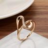 Elegant White Natural Zircon Waves Rings For Women Fashion  Rose Gold Color Party Fine Wedding Jewelry Crystal Gift