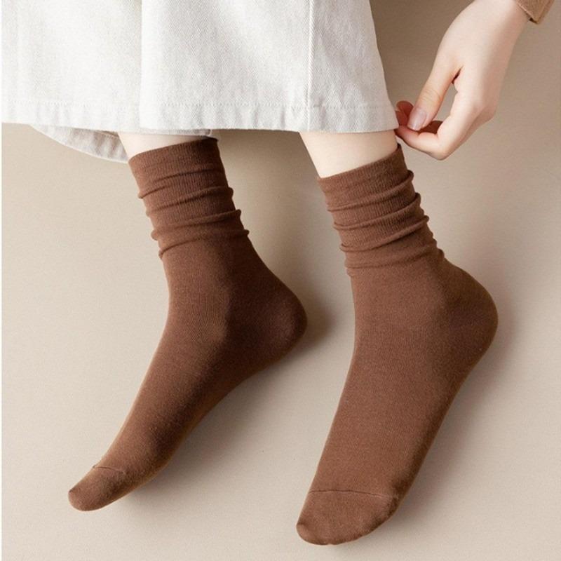 Soft Pure Cotton Korean Solid Color Socks for Women All-Match Socks Ins Trendy Casual Calf Socks
