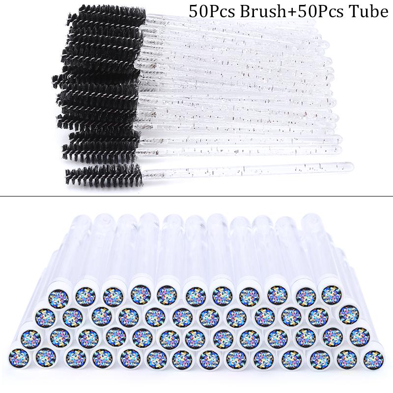 100 Stück Diamant Augenbrauenbürstenröhrchen Leer Wiederverwendbar Wimpern Mascara Stäbchen Hülle Austauschbare Kristall Wimpernbürste Staubdicht Make-up Werkzeug