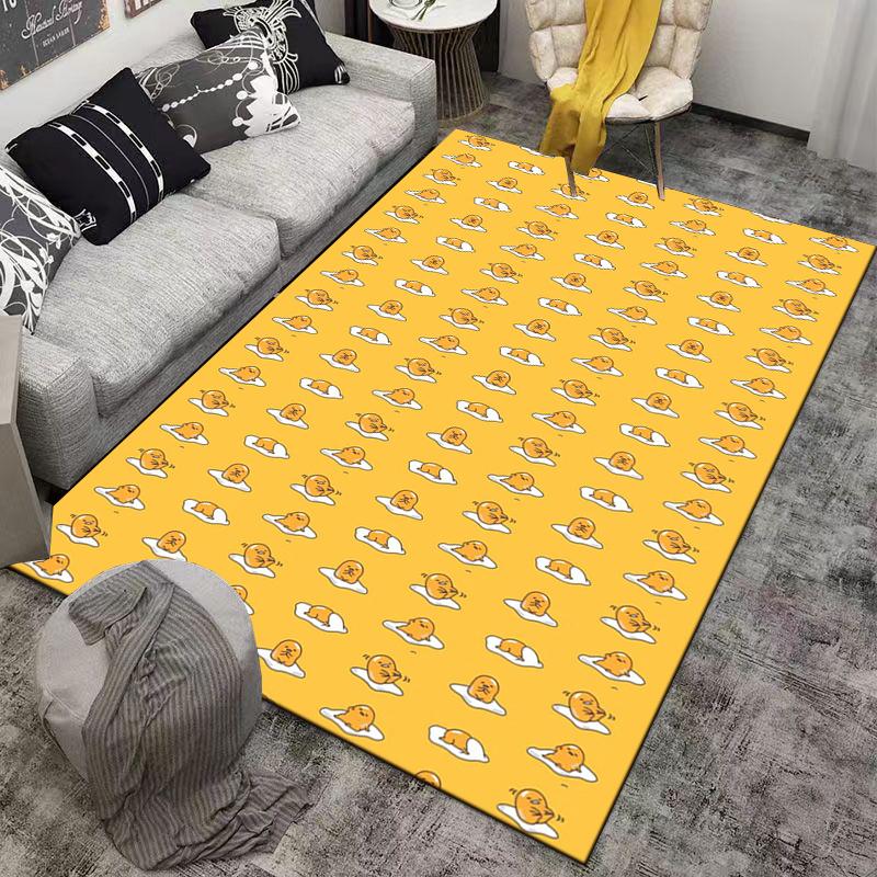 Yellow Cartoon Egg Character Pattern Carpet with Funny Expressions Suitable for Use As an Anti-slip for Living Room Bedroom Sofas