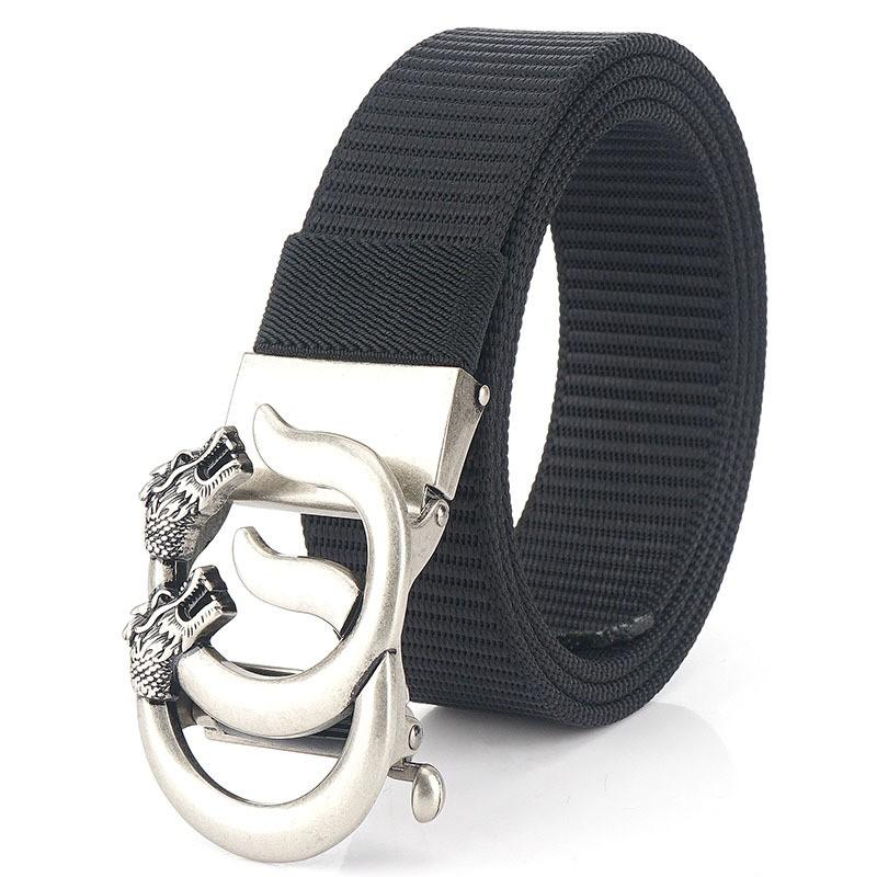 Direct Sales Casual Thick Canvas Belt Trendy Korean Style Universal Alloy Automatic Buckle Nylon 120cm