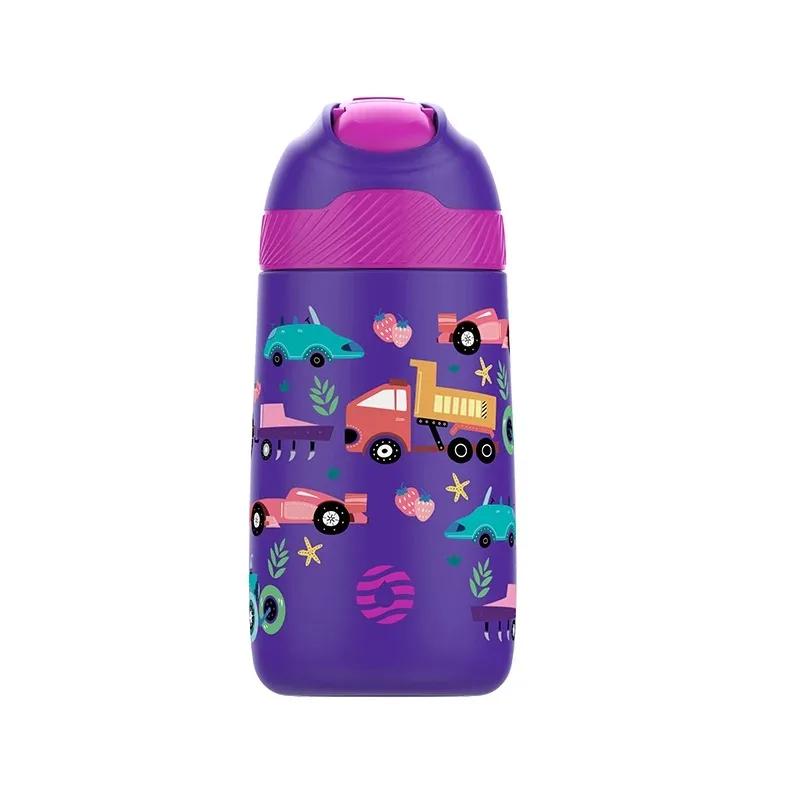 350ML Thermo Cup for Children Cartoon animals Pattern Water bottle Stainless Steel Vacuum Flacks With Healthy Straw Travel Cups