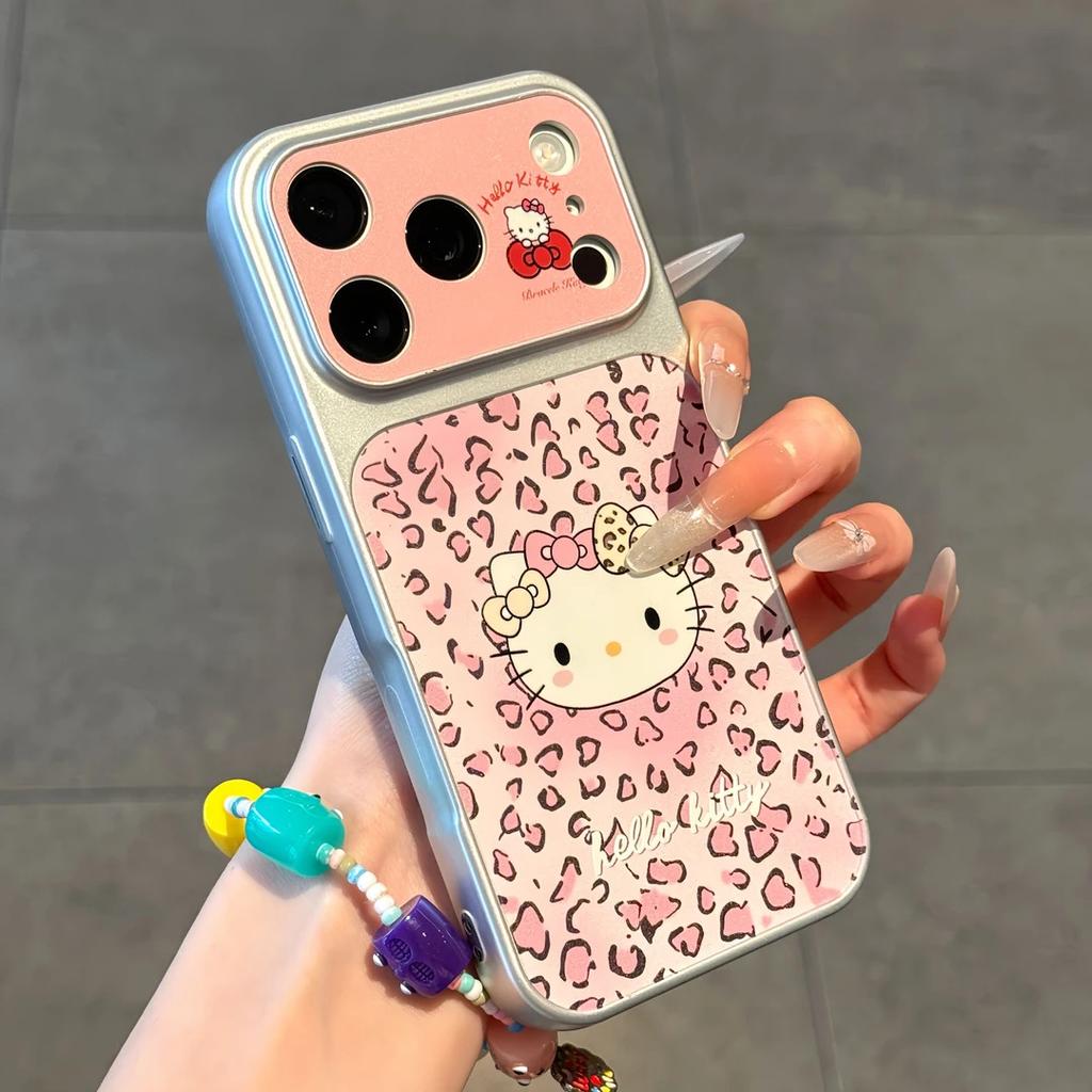 Pink Leopard Cat Is Suitable for iPhone Apple 17Promax Mobile Phone Case 16/15/14 Electroplating Large Window 13 Sets
