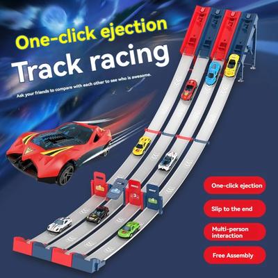 2/4/8 Cars Set Racing One-Click Catapult Track Kids Toys Multiplayer Roller Coaster Parent-Child Interaction Dual-Mode Gameplay