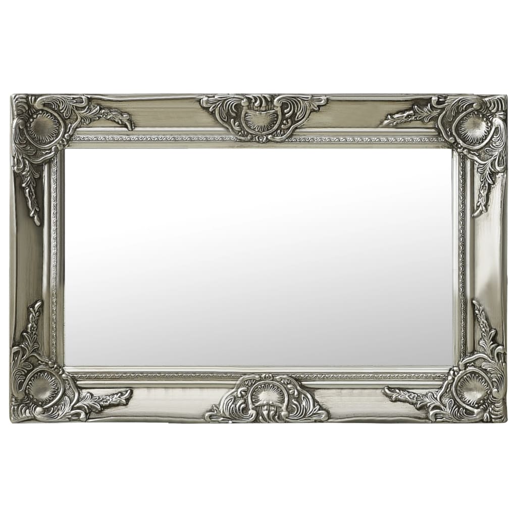 Barocker Wandspiegel 60 x 40 cm Silber