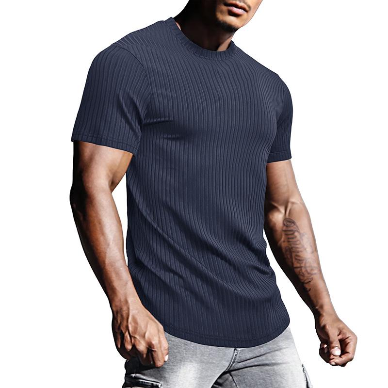 Men'S Sports Work Base Daily Wear T-Shirt Summer Men'S Solid Color Slim Fit Casual T-Shirt Short Sleeved Top