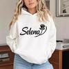 SELENA Letter Rose Hooded Sweatshirt - Loose Casual European & American Pullover