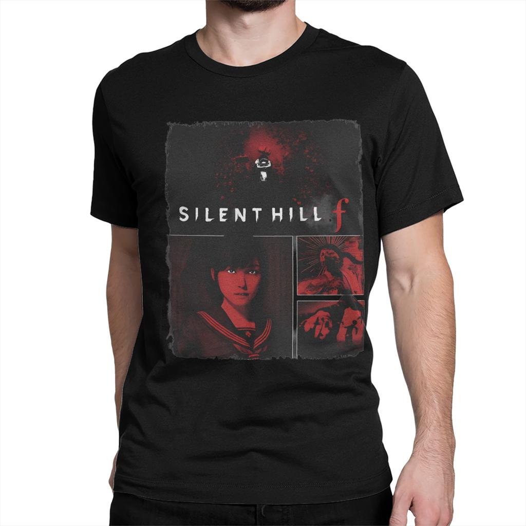 Humor Silent Hill f Creepy Japanese Horror TShirt for Men Women Round Collar Pure Cotton T Shirts  Short Sleeve Tees Plus Size