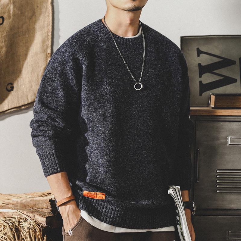 Klassischer Retro-Winterpullover für Herren - Lässiger lockerer Rundhals-Strick, Große Größen erhältlich