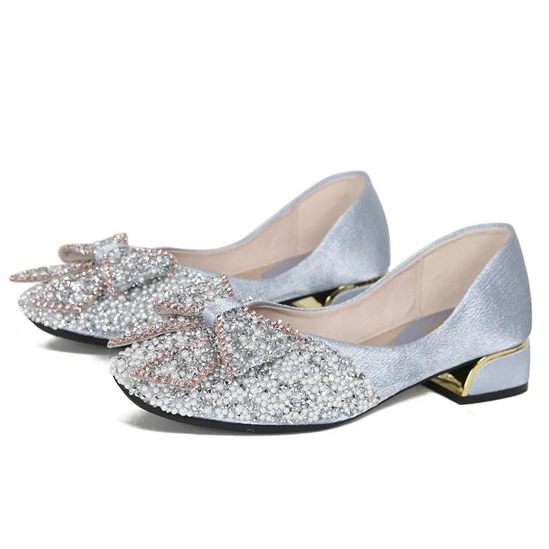 

New Women Shoes Fashion Pumps Bling Crystal Bowknot High Heel Shoes Party Dress Shoes 43 небо синє кольору