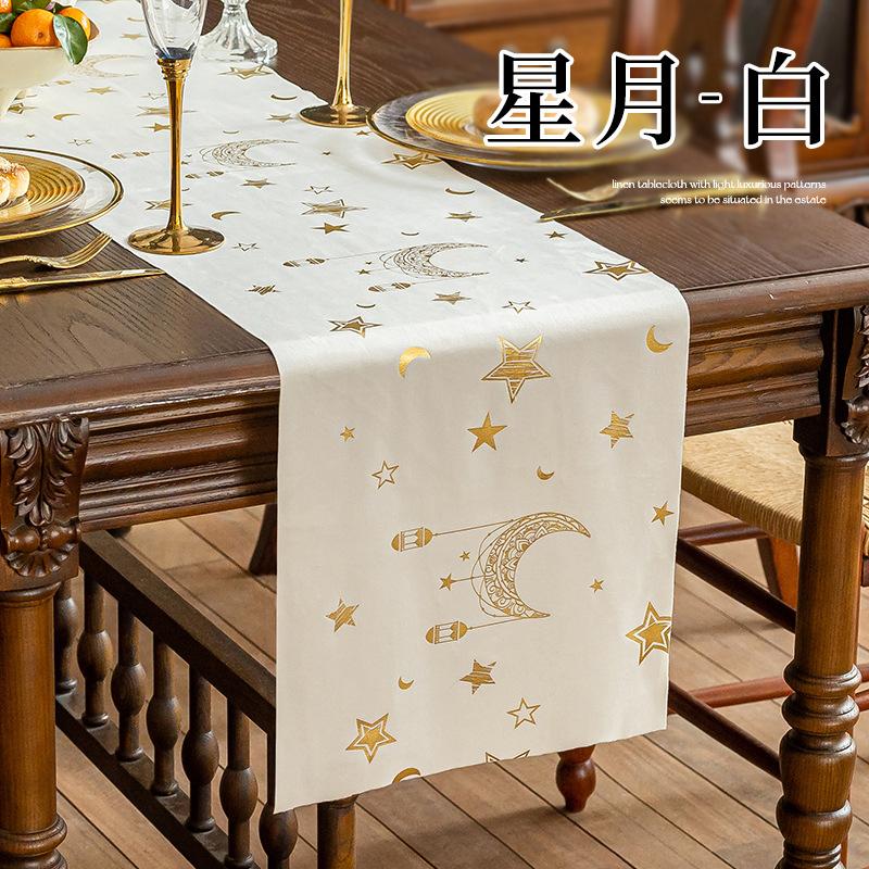 

Exquisite Festive Bronzing Flannel Table Runner Middle East New Design Flag of Table Long Decorative Cloth for Party Home Decor 33x120