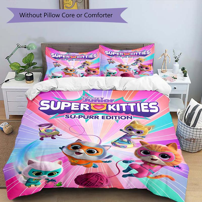 3pcs SuperKitties Bedding Set Duvet Cover Closure Includes 1 Duvet Cover & 2 Pillowcases, Soft and Comfortable for All Seasons.