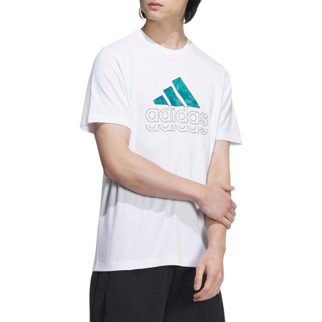 adidas Diseño con estampado de letras Transpirable Versátil Camiseta deportiva de manga corta para hombre Tops Blanco JE3201