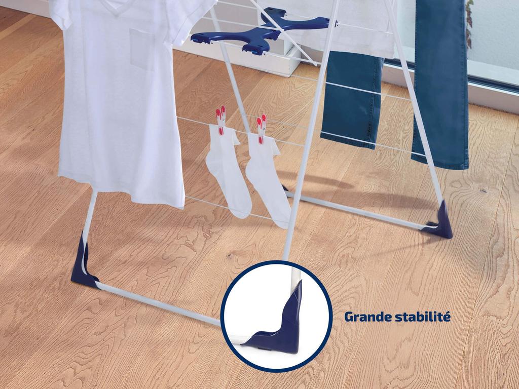 Leifheit Classic 200 Flex Clothes Airer 81408, Clothes Dryer with 20m of Drying Space and Height-adjustable Wings, White