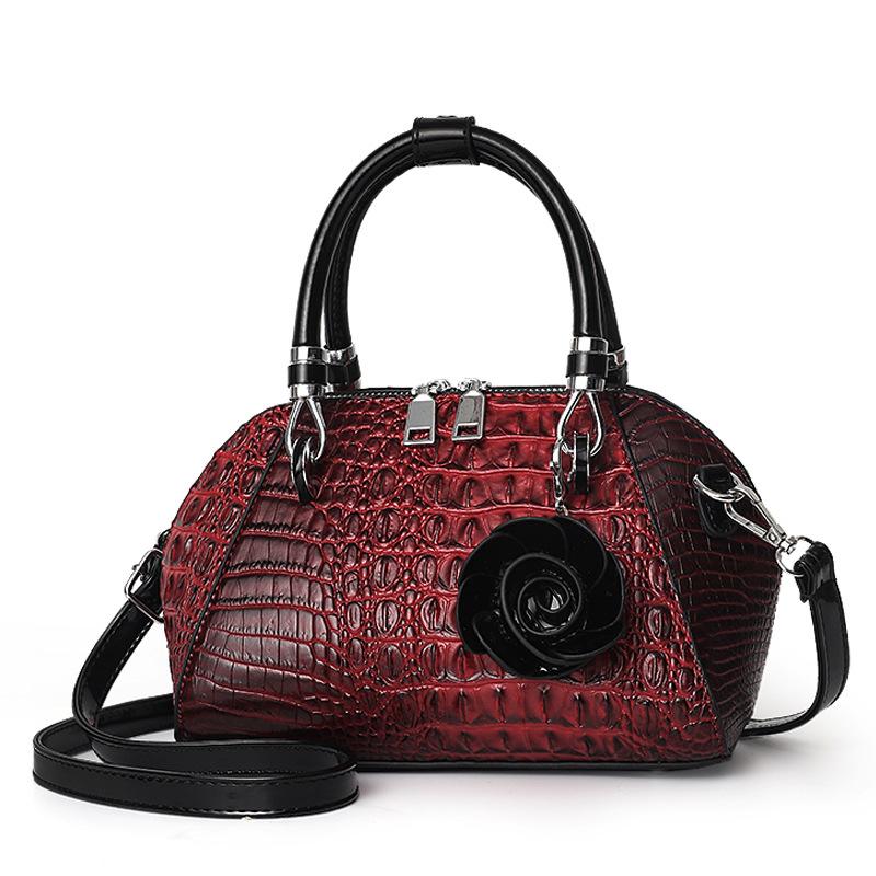 Luxury Alligator Handbags Big Capacity PU Leather Flowers Crossbody Shoulder Bags for Women Messenger Ladies Shoulder Bag