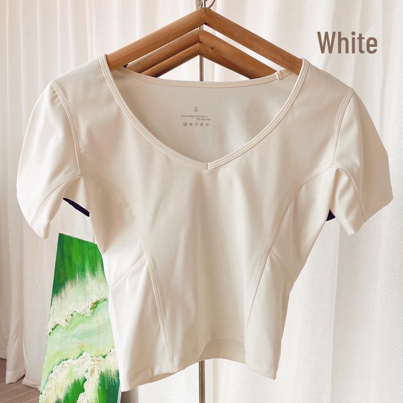 

Xi Yang Mu Xue Топ для йоги и фитнеса с V-образным вырезом - Дышащий с коротким рукавом в стиле Лулу Small