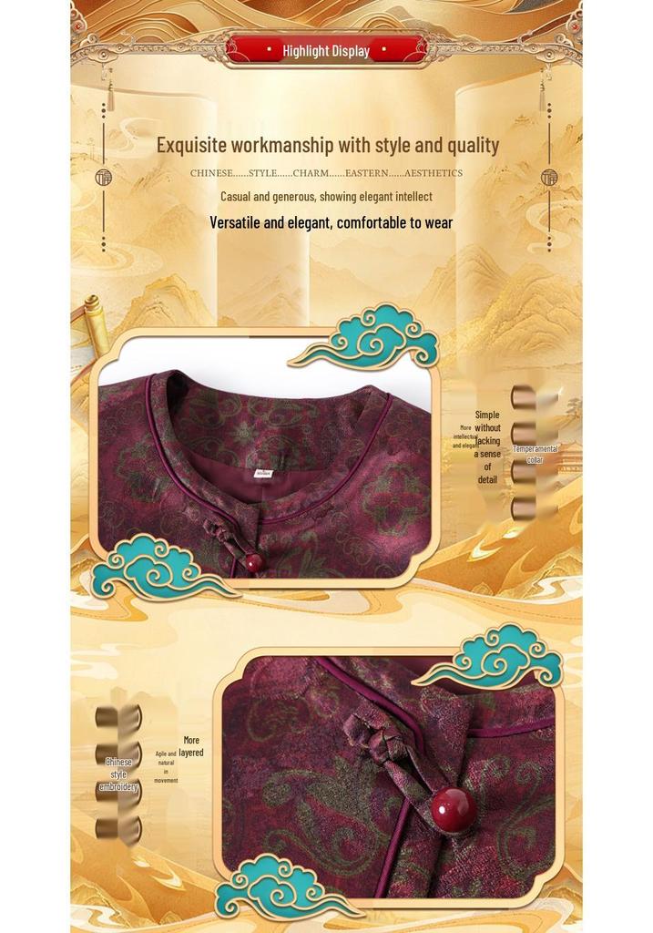 Stylish Spring Autumn Chinese Jacket for Middle-Aged Women: 60s-70s Versatile Long Sleeve