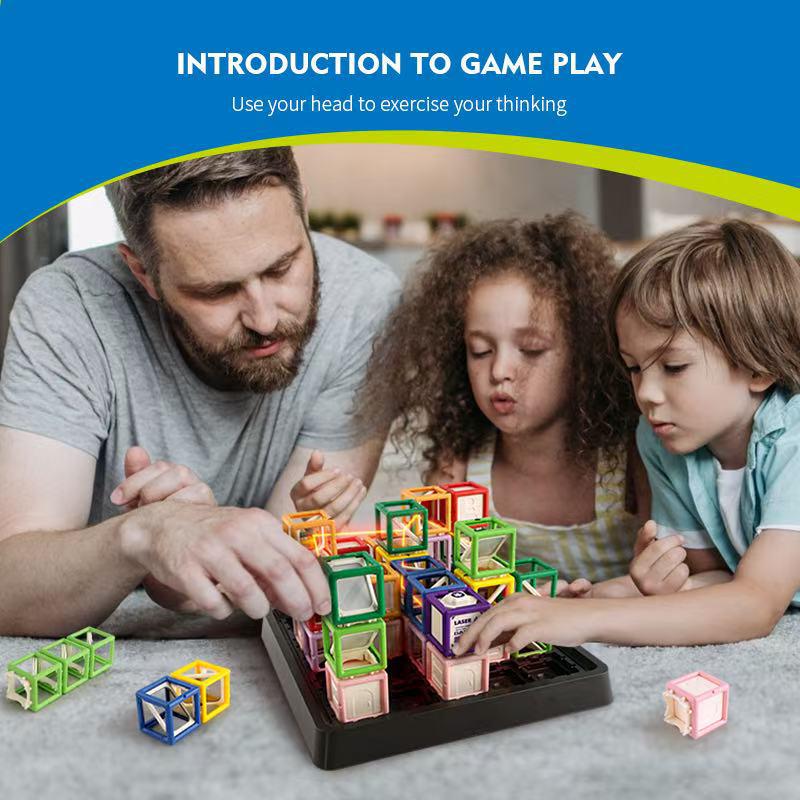 Interaktives Eltern-Kind Laser-Labyrinth Stapelturm DIY Lern-Tischspiel für Kinder
