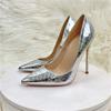 Silver Glitter High Heel Shoes Woman Pumps Thin Heel Pointed Stilettos Luxury Sexy Wedding Shoes Bride Shoe