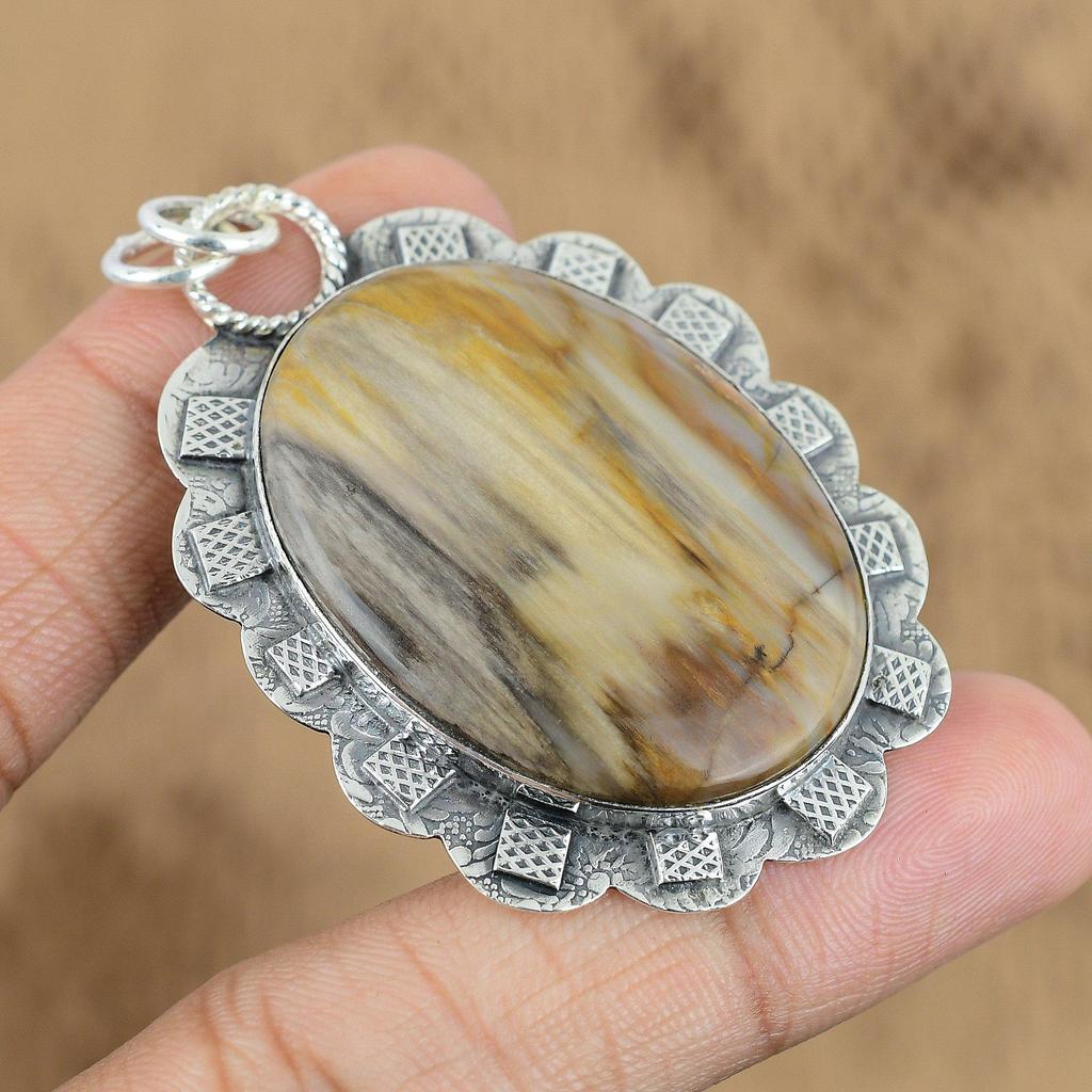 Wedding Gift For Her 925 Sterling Silver Natural Coconut Jasper Gemstone Pendant