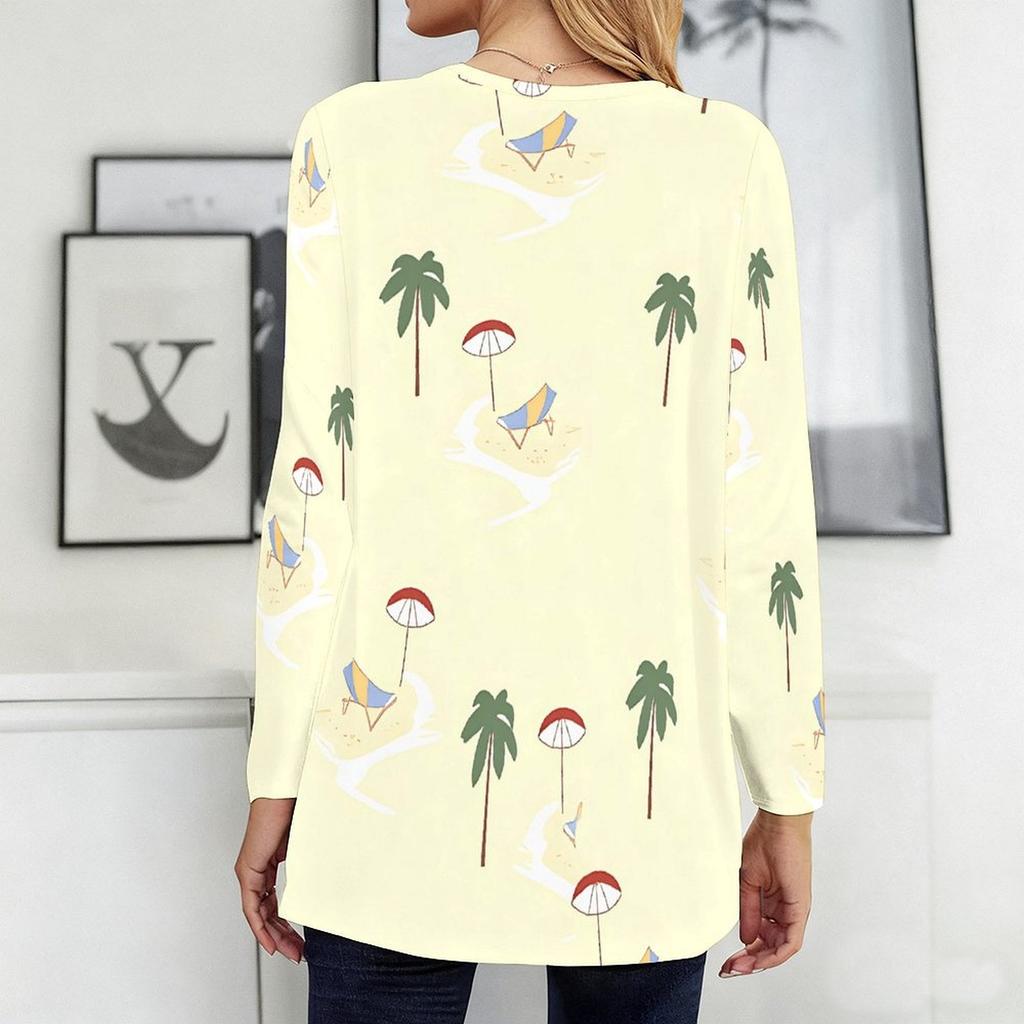 Ladies V Neck Plus Size Long Sleeve Blouse Soft Loose Tops For Casual Outdoor Activities