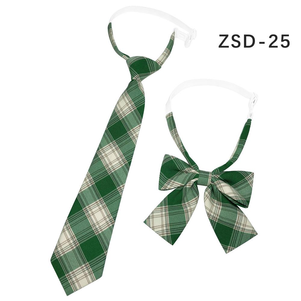 Unisex JK Collar Plaid Bowknot Flower Set - Polyester Cotton Student Uniform Accessory