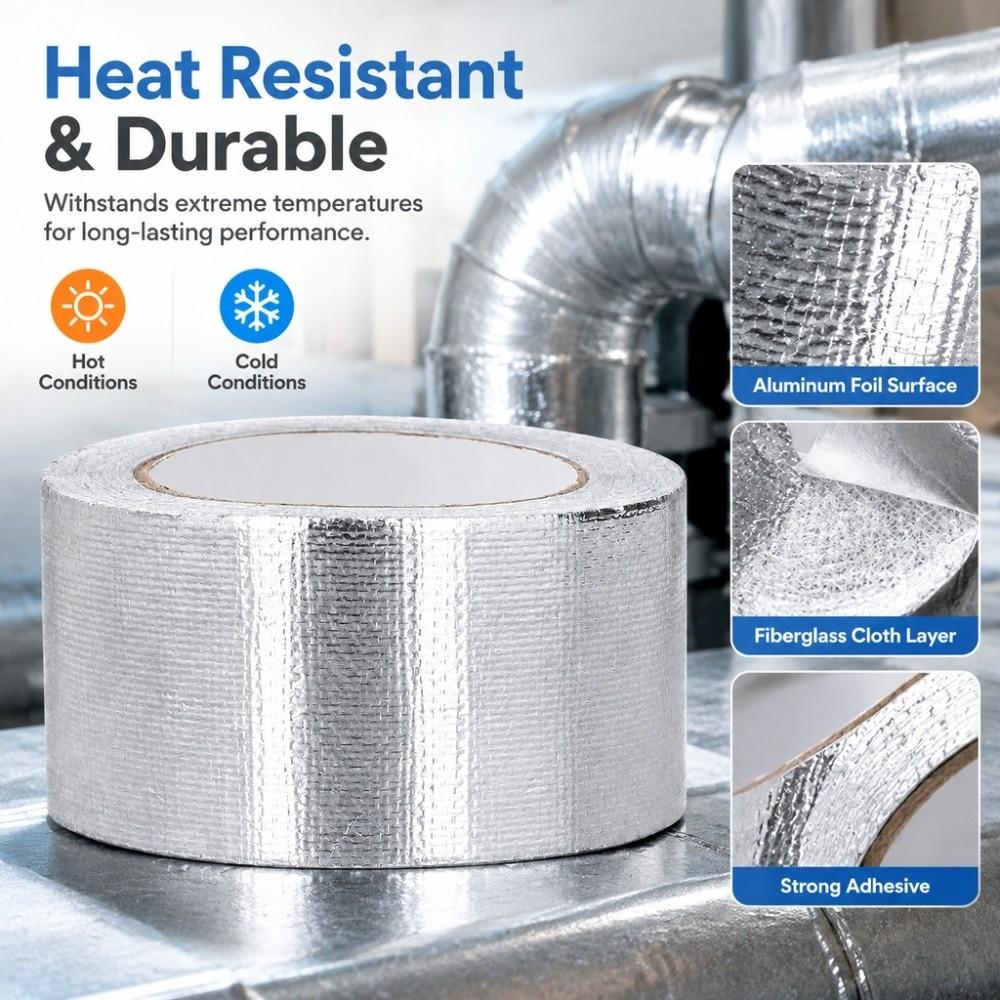 Multi-Purpose Fiberglass Tape 2 Inch x 66 Ft Thermal Insulation Tape  Dryer Vents