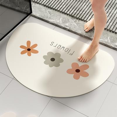Toilet Door Diatom Mud Absorbent Mat Bathroom Can Be Washed Easy To Dry Foot Mat Simple Flower Toilet Non-slip Mat