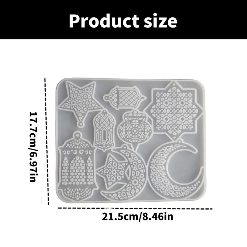 Silicone Crafting Mold Moon and Star Pendant Making Molds Silicone Crafting Supply Eid Theme for Jewelry and Home Decors