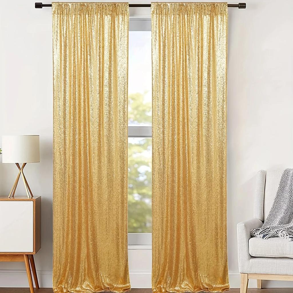 1 Panel Gold Sequin Photo Backdrop Curtain Panels Stage For Shimmer Birthday Wedding Photograph Shower Decoration Backdrop Fabric