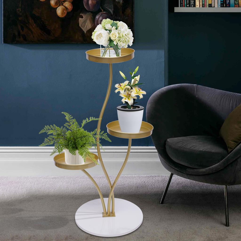 3 Tier Tall Corner Plant Stand for Indoor Home, Multi-Floor Flower Shelf Display Rack Holder, Space Saving Shelf Organizer Frame