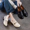 Single Shoes Women's Thick Heel 2026 New Spring Leather Loafers Women's Shoes Medium Heel Round Head Small Leather Shoes