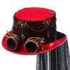 Steampunk Flachkappenhut für Damen Herren mit Schutzbrille Halloween Cosplay Party Kostümhut Gotischer Stil Hut Musikfestival Hut