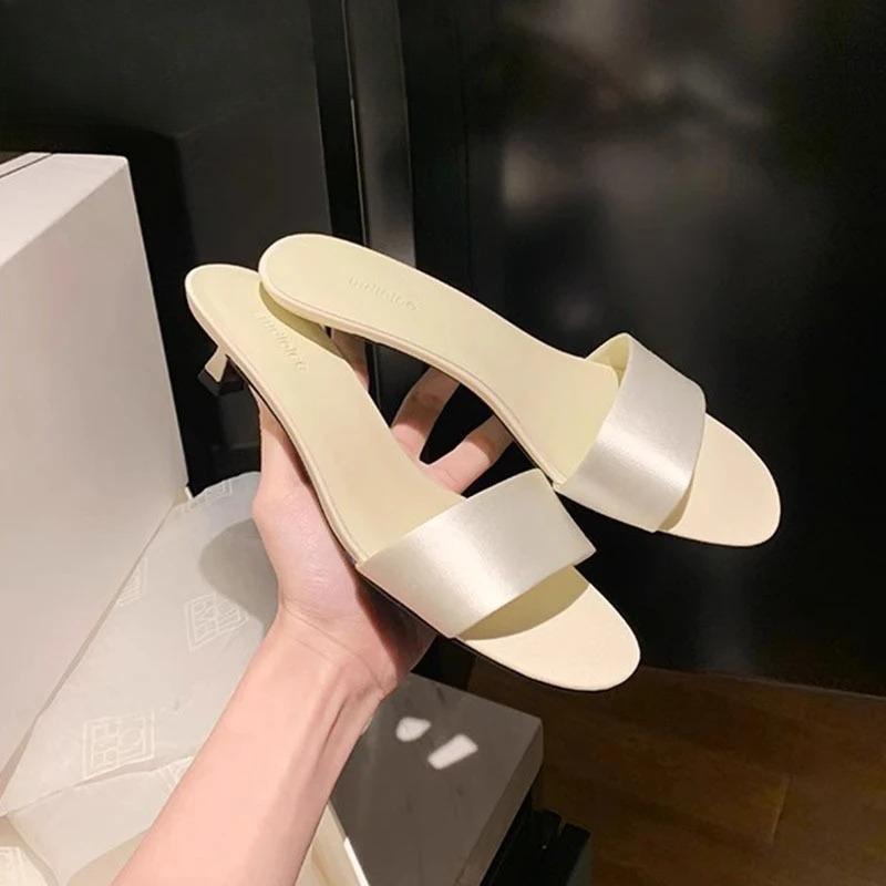 Fashion Summer Shoes Open Toe Slip on Women's Slippers Designer Ladies Elegant Dress Shoes Street Style Thin Heel Slides Women's Sandals