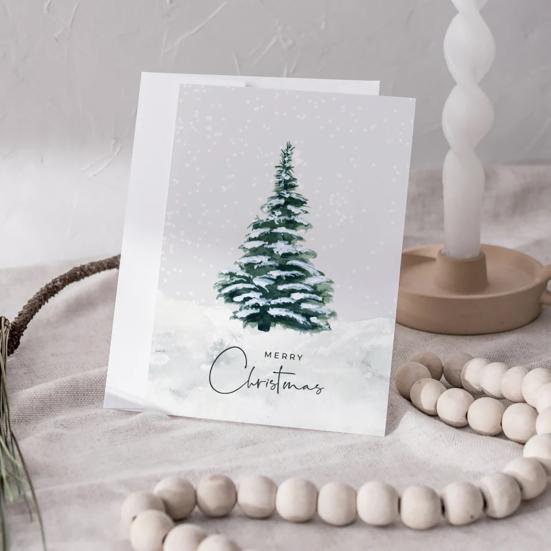 1/20Pcs Christmas Cards with Envelopes Watercolor Design Merry Christmas Greeting Cards Holiday